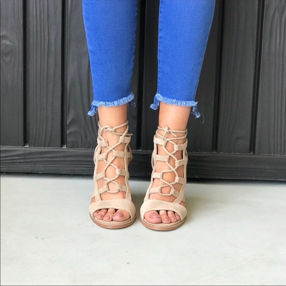 Sbicca Leather Ankle Strap Caged Heeled Sandal - Picture 2 of 5